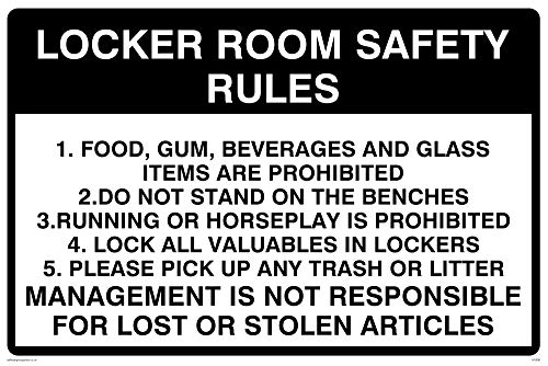 Viking Schilder iv5306-a4l-v Locker Room Schild Sicherheit Rules, Vinyl, 200 mm H x 300 mm W von Viking Signs