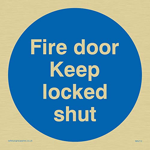 Viking Schilder ma212-s10-gv "FIRE DOOR KEEP LOCKED Shut"-Zeichen, gold Vinyl, 100 mm x 100 mm von Viking Signs