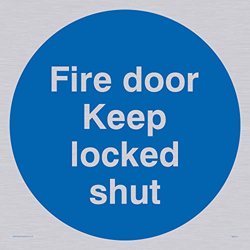Viking Schilder ma212-s40-sv "FIRE DOOR KEEP LOCKED Shut" Sign, silber Vinyl, 400 mm x 400 mm von Viking Signs