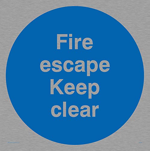 Viking Schilder ma226-s20-ms "FIRE ESCAPE Keep Clear Schild, marine Grade Edelstahl, 200 mm H x 200 mm W von Viking Signs