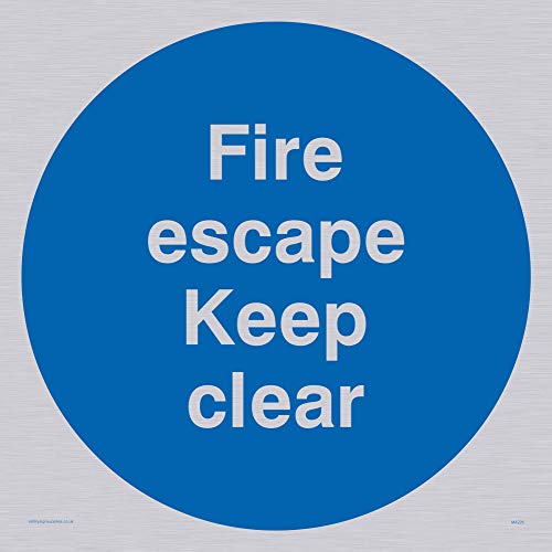 Viking Schilder ma226-s40-sv "FIRE ESCAPE Keep Clear" Sign, silber Vinyl, 400 mm H x 400 mm W von Viking Signs