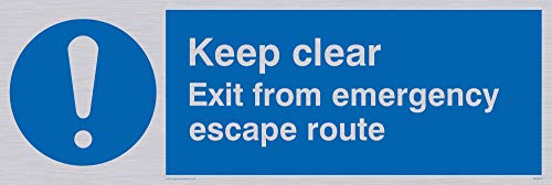 Viking Schilder ma233-l31-sv "Keep Clear Exit von Notausstieg Route" Sign, silber Vinyl, 100 mm H x 300 mm W von Viking Signs