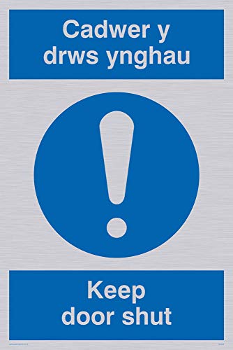 Viking Schilder ma925-a4p-sv "cadwer Y untereinander ynghau, Platte/KEEP Tür Schild Shut", silber Vinyl, 300 mm H x 200 mm W Viking Schilder ma925-a4p-sv "cadwer Y untereinander ynghau, Platte/KEEP Tür Schild Shut", silber Vinyl, 300 mm H x 200 mm W von Viking Signs