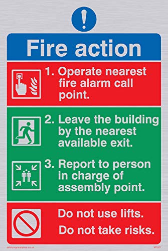 Viking Schilder mf327-a6p-s Pictorial Fire Action Sign, Kunststoff, starr silber, 150 mm H x 100 mm W von Viking Signs