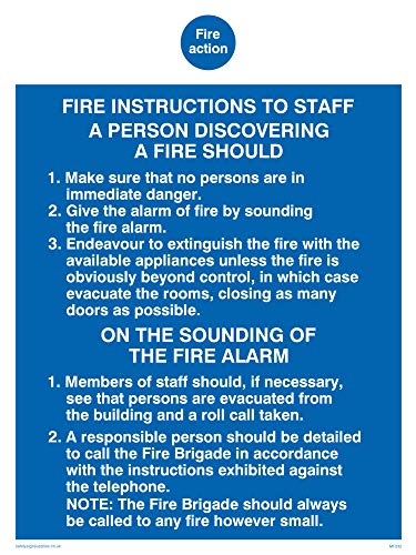 Viking Schilder mf332-a5p-v Fire Action Fire Anweisungen zu Staff Zeichen, Vinyl, 200 mm H x 150 mm W von Viking Signs
