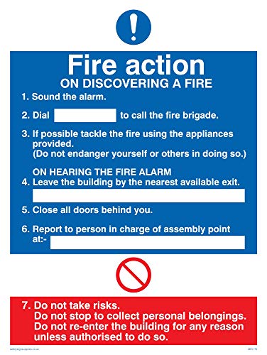 Viking Schilder mf5176-a5p-v Fire Action Notice Zeichen, Vinyl, 200 mm H x 150 mm W von Viking Signs