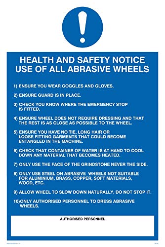 Viking Schilder mp306-a4p-v Gesundheit und Sicherheitshinweis Verwendung von allen abrasiven Schild Rollen Rules, Vinyl, 300 mm H x 200 mm W von Viking Signs