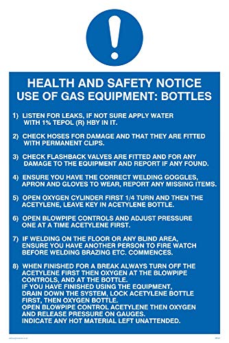 Viking Schilder mp307-a4p-v Gesundheit und Sicherheitshinweis Verwendung von Gas Ausstattung: Schild Flaschen Rules, Vinyl, 300 mm H x 200 mm W von Viking Signs