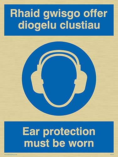 Viking Schilder mp934-a5p-gv "rhaid gwisgo bieten diogelo clustiau/Ohr Schutz zu tragen," Sign, Gold Vinyl, 200 mm H x 150 mm W Viking Schilder mp934-a5p-gv "rhaid gwisgo bieten diogelo clustiau/Ohr Schutz zu tragen," Sign, Gold Vinyl, 200 mm H x 150 mm W von Viking Signs
