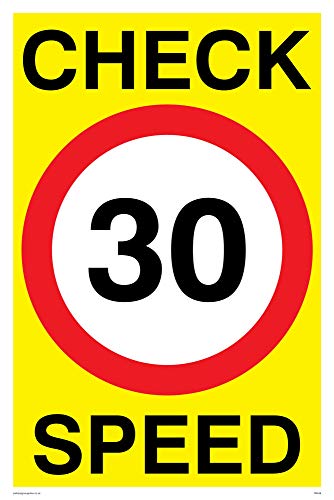 Viking Schilder pr548-a4p-3 m "30 Speed Überprüfen Zeichen, Kunststoff, 3 mm starr, 300 mm H x 200 mm W von Viking Signs