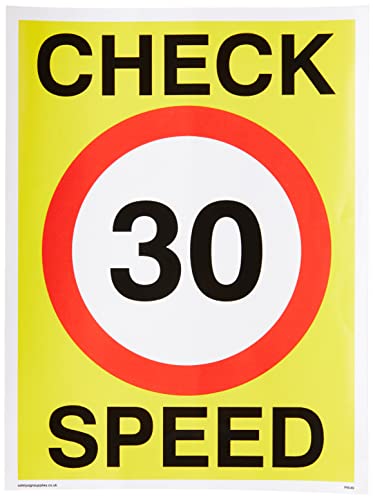 Viking Schilder pr548-a5p-v "Check 30 Speed"-Zeichen, Vinyl, 200 mm H x 150 mm W von Viking Signs