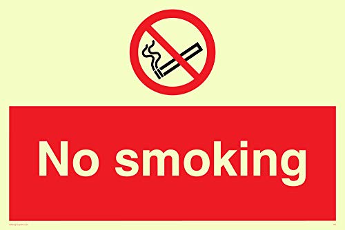 Viking Schilder ps1-a4l-p "No Smoking-Zeichen, Kunststoff, halbstarr nachleuchtend, 200 mm H x 300 mm W von Viking Signs