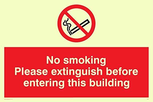 Viking Schilder ps18-a6l-pv "Nicht rauchen Bitte Löschen, bevor Sie dieses Gebäude" Sign, Aufkleber, nachleuchtend, 100 mm H x 150 mm W von Viking Signs
