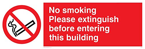 Viking Schilder ps18-l31–1 m "Nicht rauchen Bitte Löschen, bevor Sie dieses Gebäude" Sign, Kunststoff, 1 mm halbstarr, 100 mm H x 300 mm W von Viking Signs