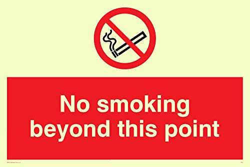 Viking Schilder ps4-a6l-pv "No Smoking Beyond This Point Schild, Aufkleber, nachleuchtend, 100 mm H x 150 mm W von Viking Signs