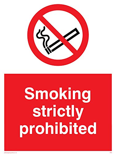 Viking Schilder ps5-a5p-1 m "Rauchen streng verboten" Zeichen, Kunststoff, 1 mm halbstarr, 200 mm H x 150 mm W von Viking Signs