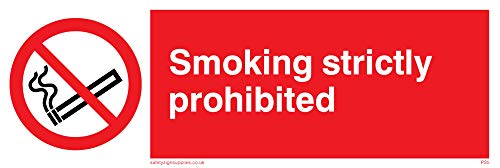 Viking Schilder ps5-l15–3 m "Rauchen streng verboten" Zeichen, Kunststoff, 3 mm starr, 50 mm H x 150 mm W von Viking Signs