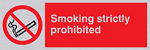 Viking Schilder ps5-l31-sv "Rauchen streng verboten" Sign, silber Vinyl, 100 mm H x 300 mm W von Viking Signs