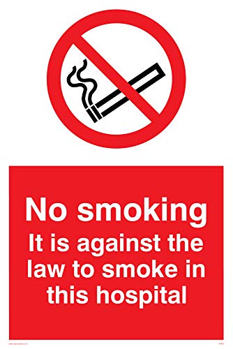 Viking Schilder ps982-a4p-v "No Smoking. Es ist gegen das Gesetz zu Smoke in diesem Krankenhaus," Zeichen, Vinyl, 300 mm H x 200 mm W von Viking Signs