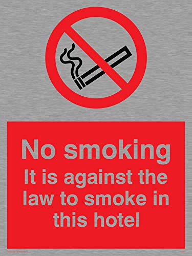 Viking Schilder ps983-a5p-ms "No Smoking. Es ist gegen die Law to smoke in diesem Hotel" Zeichen, Edelstahl, marine Grade, 200 mm H x 150 mm W von Viking Signs