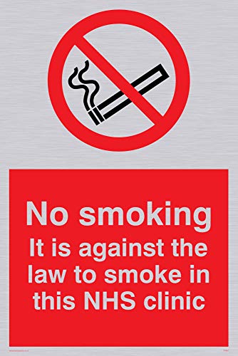 Viking Schilder ps984-a4p-sv "No Smoking. Es ist gegen das Gesetz zu Smoke in dieser NHS Klinik" Sign, silber Vinyl, 300 mm H x 200 mm W von Viking Signs