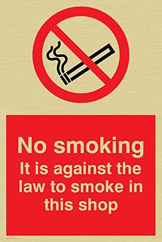 Viking Schilder ps985-a4p-gv "No Smoking. Es ist gegen die Law to smoke in diesem Shop" Zeichen, Gold Vinyl, 300 mm H x 200 mm W von Viking Signs