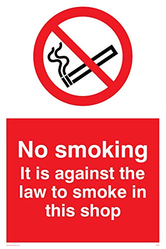 Viking Schilder ps985-a4p-v "No Smoking. Es ist gegen das Gesetz zu Smoke in diesem Shop" Zeichen, Vinyl, 300 mm H x 200 mm W von Viking Signs