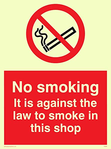 Viking Schilder ps985-a5p-p "No Smoking. Es ist gegen die Law to smoke in diesem Shop" Zeichen, Kunststoff, halbstarr nachleuchtend, 200 mm H x 150 mm W von Viking Signs