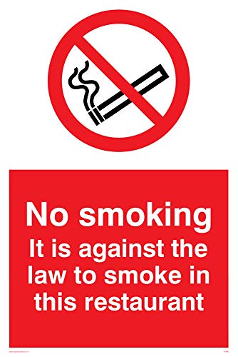 Viking Schilder ps986-a4p-v "No Smoking. Es ist gegen The Law to smoke in das Restaurant" Zeichen, Vinyl, 300 mm H x 200 mm W von Viking Signs