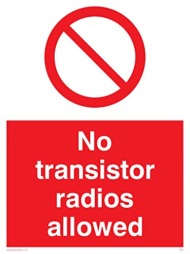 Viking Schilder pv51-a3p-v "Keine Transistor Radios erlaubt" Zeichen, Vinyl, 400 mm H x 300 mm W von Viking Signs