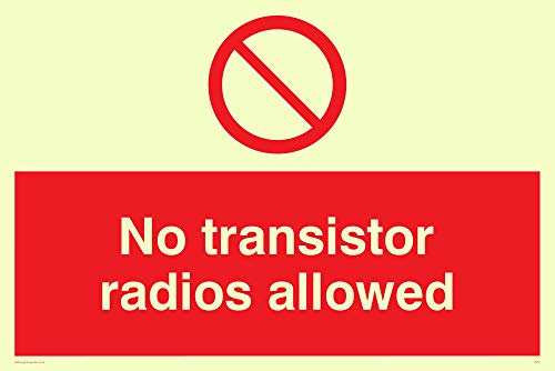 Viking Schilder pv51-a4l-p "Kein Transistor Radios erlaubt" Zeichen, Kunststoff, halbstarr nachleuchtend, 200 mm H x 300 mm W von Viking Signs