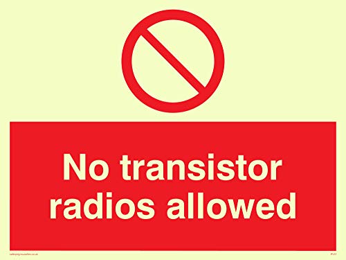Viking Schilder pv51-a5l-pv "Keine Transistor Radios erlaubt" Zeichen, Aufkleber, nachleuchtend, 150 mm H x 200 mm W von Viking Signs