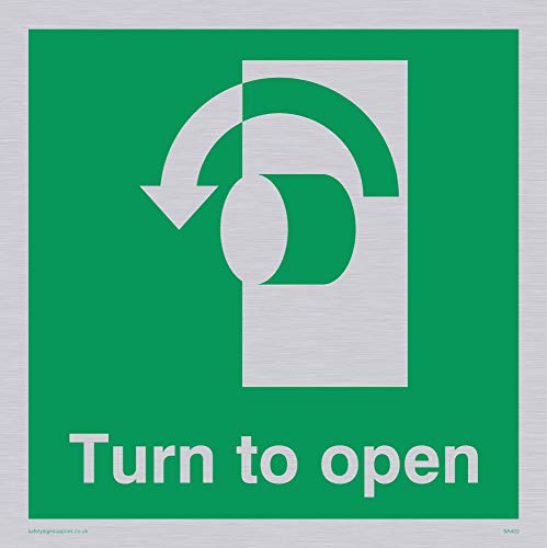Viking Schilder sa402-s15-sv Pfeil nach links unten "Turn to open" Sign, silber Vinyl, 150 mm H x 150 mm W Viking Schilder sa402-s15-sv Pfeil nach links unten "Turn to open" Sign, silber Vinyl, 150 mm H x 150 mm W von Viking Signs