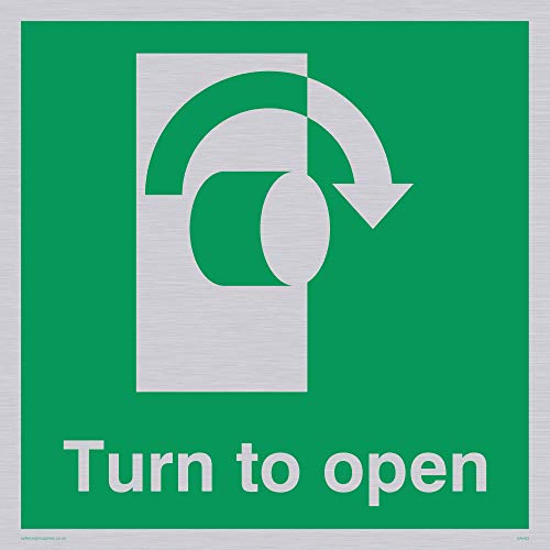 Viking Schilder sa403-s40-sv Pfeil nach rechts unten "Turn to open" Sign, silber Vinyl, 400 mm H x 400 mm W Viking Schilder sa403-s40-sv Pfeil nach rechts unten "Turn to open" Sign, silber Vinyl, 400 mm H x 400 mm W von Viking Signs