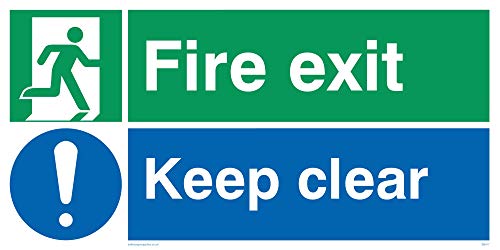 Viking Schilder sb417-l42-v "FIRE EXIT KEEP CLEAR Schild, Vinyl, 200 mm H x 400 mm W Viking Schilder sb417-l42-v "FIRE EXIT KEEP CLEAR Schild, Vinyl, 200 mm H x 400 mm W von Viking Signs