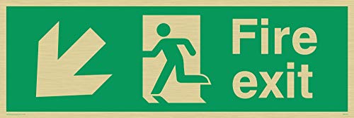 Viking Schilder sb426-l31-gv Pfeil nach links unten "FIRE EXIT Schild, Gold Vinyl, 100 mm H x 300 mm W Viking Schilder sb426-l31-gv Pfeil nach links unten "FIRE EXIT Schild, Gold Vinyl, 100 mm H x 300 mm W von Viking Signs