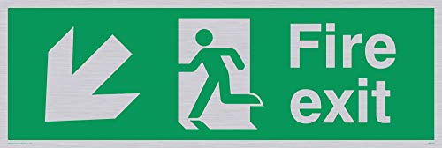 Viking Schilder sb426-l31-s Pfeil nach links unten "FIRE EXIT Schild, starr silber Kunststoff, 100 mm H x 300 mm W Viking Schilder sb426-l31-s Pfeil nach links unten "FIRE EXIT Schild, starr silber Kunststoff, 100 mm H x 300 mm W von Viking Signs