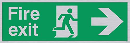 Viking Schilder sb430-l31-sv "FIRE EXIT Schild, rechts Arrow, silber Vinyl, 100 mm H x 300 mm W von Viking Signs