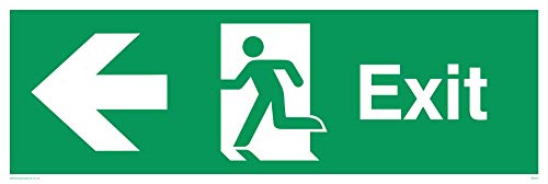 Viking Schilder sb442-l31-v Schild "EXIT, Pfeil links, Vinyl, 100 mm H x 300 mm W von Viking Signs