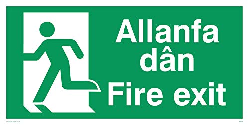 Viking Schilder sb939-l32-v links "'" Aufschrift "" allanfa dân/Fire Exit "-Zeichen, Vinyl, 150 mm H x 300 mm W von Viking Signs