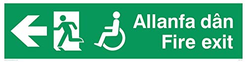 Viking Schilder sd1001-l61-v Behinderung "'" Aufschrift "" allanfa dân/Fire Exit "Zeichen, Pfeil links, Vinyl, 150 mm H x 600 mm W von Viking Signs