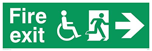 Viking Schilder sd953-l31-v Behinderung "FIRE EXIT Schild, rechts Pfeil, Vinyl, 100 mm H x 300 mm W Viking Schilder sd953-l31-v Behinderung "FIRE EXIT Schild, rechts Pfeil, Vinyl, 100 mm H x 300 mm W von Viking Signs