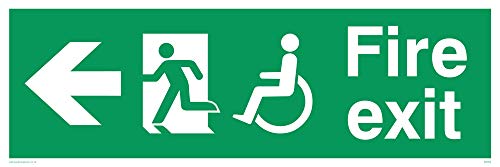 Viking Schilder sd954-l31-v Behinderung "FIRE EXIT Schild, Pfeil links, Vinyl, 100 mm H x 300 mm W Viking Schilder sd954-l31-v Behinderung "FIRE EXIT Schild, Pfeil links, Vinyl, 100 mm H x 300 mm W von Viking Signs