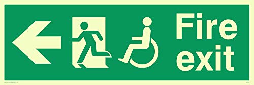 Viking Schilder sd954-l62-pv Behinderung "FIRE EXIT Schild, links Arrow, Foto, Leuchtziffern Aufkleber, 200 Mm H x 600 mm W von Viking Signs