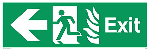 Viking Schilder sg688-l62-v Fire Schild "EXIT, Pfeil links, Vinyl, 200 mm H x 600 mm W von Viking Signs