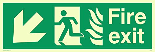 Viking Schilder sg697-l41-p "FIRE EXIT Running Man links Angel Down Pfeil Zeichen, halbstarr nachleuchtend Kunststoff, 150 mm H x 450 mm W von Viking Signs