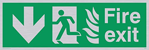 Viking Schilder sg698-l31-sv Schild "Fire Exit Running Man Pfeil nach links unten, Silber Vinyl, 100 mm H x 300 mm W Viking Schilder sg698-l31-sv Schild "Fire Exit Running Man Pfeil nach links unten, Silber Vinyl, 100 mm H x 300 mm W von Viking Signs