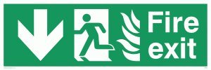 Viking Schilder sg698-l41-v Schild "Fire Exit Running Man Pfeil nach links unten, Vinyl, 150 mm H x 450 mm W von Viking Signs