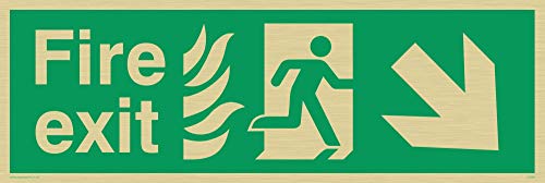 Viking Schilder sg699-l31-gv "FIRE EXIT Running Man rechts Angel Down Pfeil Zeichen, Gold Vinyl, 100 mm H x 300 mm W Viking Schilder sg699-l31-gv "FIRE EXIT Running Man rechts Angel Down Pfeil Zeichen, Gold Vinyl, 100 mm H x 300 mm W von Viking Signs