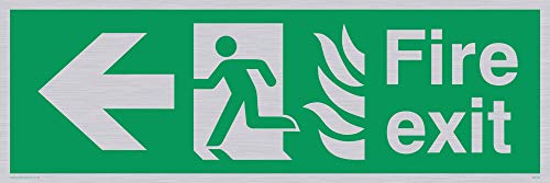 Viking Schilder sg700-l31-s "FIRE EXIT Running Man links Pfeil Schild, starr silber Kunststoff, 100 mm H x 300 mm W von Viking Signs